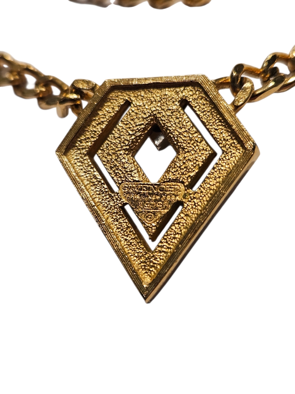 1979 Givenchy Vintage Gold Chain Choker Necklace Black Enamel Crystal Pendant - Picture 9 of 16